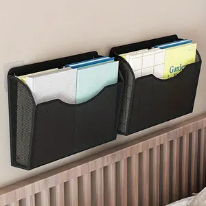 1-Tier Magnetic Storage Box, Shelf, Hanging Basket - No Drilling Installation File Organizer, Document Organizer, Large Capacity Magnetic File Holder for Refrigerator, File Cabinets, Whiteboard, Office, Kitchen