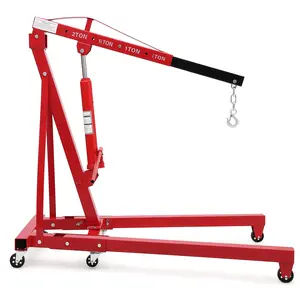 4400LBS Folding Engine Crane Engine Hoist Cherry Picker 2 Ton Hydraulic Shop Engine Shop Crane, Heavy Duty Engine Lift Garage Workshop Auto Repair Foldable Stand with 6 Caster