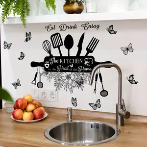 A hand-painted kitchen silhouette butterfly Decorative wall sticker for restaurant and kitchen background decoration (30*60cm) M16554-KX
