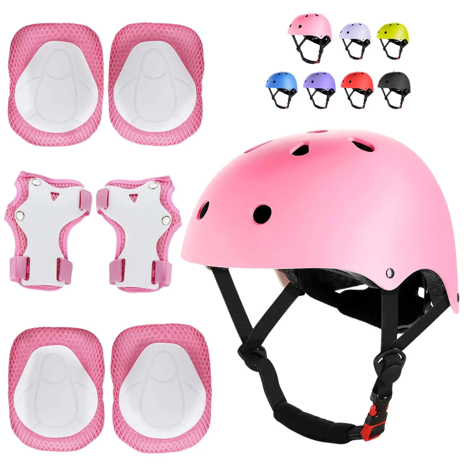 Outdoor Sports Helmet and Protective Gear Set for Ages 6-12 with Knee Elbow Wrist Pads for Bike Skateboard Scooter
