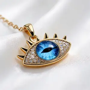 Titanium Steel Evil Eye Necklace Hamsa Hand Pendant for Women | 16 Inch Protective Amulet Jewelry | Dainty Spiritual Chain Gift for Her | Nazar Boncugu Necklace