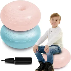 20 Inch Inflatable Yoga Ball Chair Large Donut Exercise Ball Chair Cushion Seat with Inflator, Flexible Seating for Kid Student Sensory Balance, Ideal for Classroom Home Office