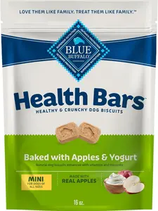 Blue Buffalo Health Bars Mini Crunchy Dog Biscuits 16-oz Bag Oven-Baked with Natural Apples & Yogurt Free from Harmful Ingredients Wholesome & Healthy Treats
