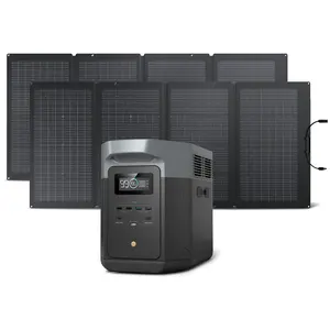 EF ECOFLOW Solar Generator DELTA 2 Max 2048Wh with 220W Solar Panel, LiFePO4 Battery Portable Power Station, Up to 3400W AC Output, AC + Solar Fast Dual Charging 0-100% in 1 Hr For Outdoor Camping RV