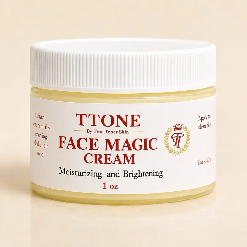 TINA TONER Face Magic Cream, Travel Size (1 oz) - Gentle, Radiant Facial Moisturizer with Hyaluronic Acid for Daily Hydration