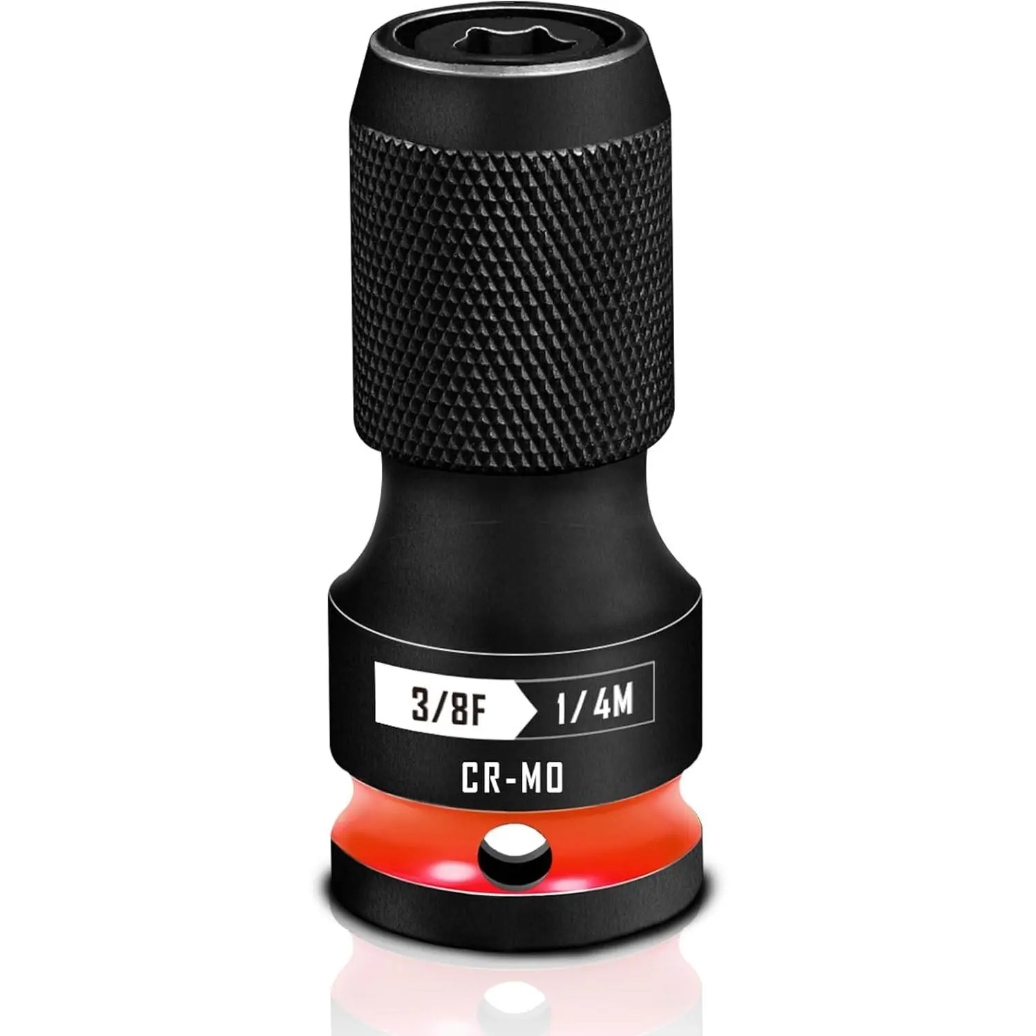Quick Release Impact Bit Holders 3/8-Inch Square Drive to 1/4-Inch Hex Socket Adapter, CR-MO Steel, Red