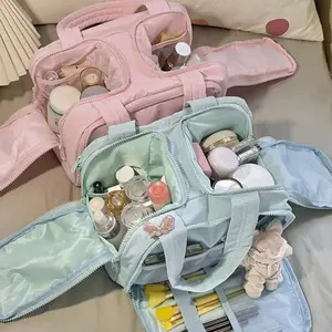 Large Capacity Waterproof Toiletry Bag,Travel Lightweight Large Wide-open Travel Bag for Women, Puffy Cosmetic Makeup Bag Organizer with Handle for Accessories,Essentials, Toiletries, Travel Cosmetic Bags