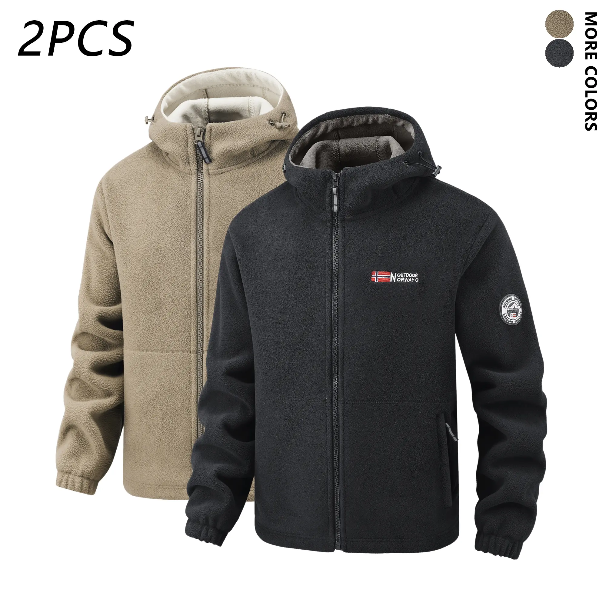 New Men's Casual Fleece-Lined Thickened Coat - Menswear, Autumn-Winter Model, Stylish Microfleece Fabric, Graphene Lining, Warm, Fashionable, Energetic, Suitable for Everyday Wear, Coats, Tops