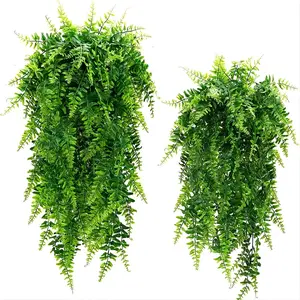 3 Boston fern pseudo-hanging plants, Fake hanging plants - uv-resistant pseudo-green vines, antioxidant plastic leaves, suitable for outdoor walls, wedding or party decorations, indoor artificial plants, uv-resistant plants, artificial outdoor flowers