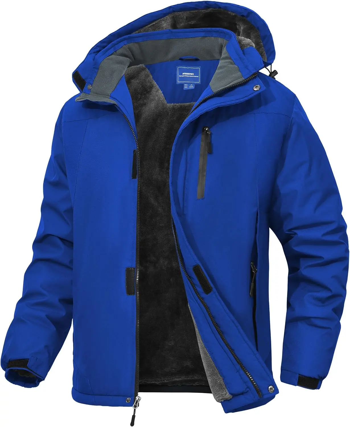 Zoofly Men Mountain Ski Snow Jacket, Waterproof Windproof Hooded Winter Coat with Soft Fleece Liner, Warm Outdoor Rain Coat for Skiing Hiking Snowboarding