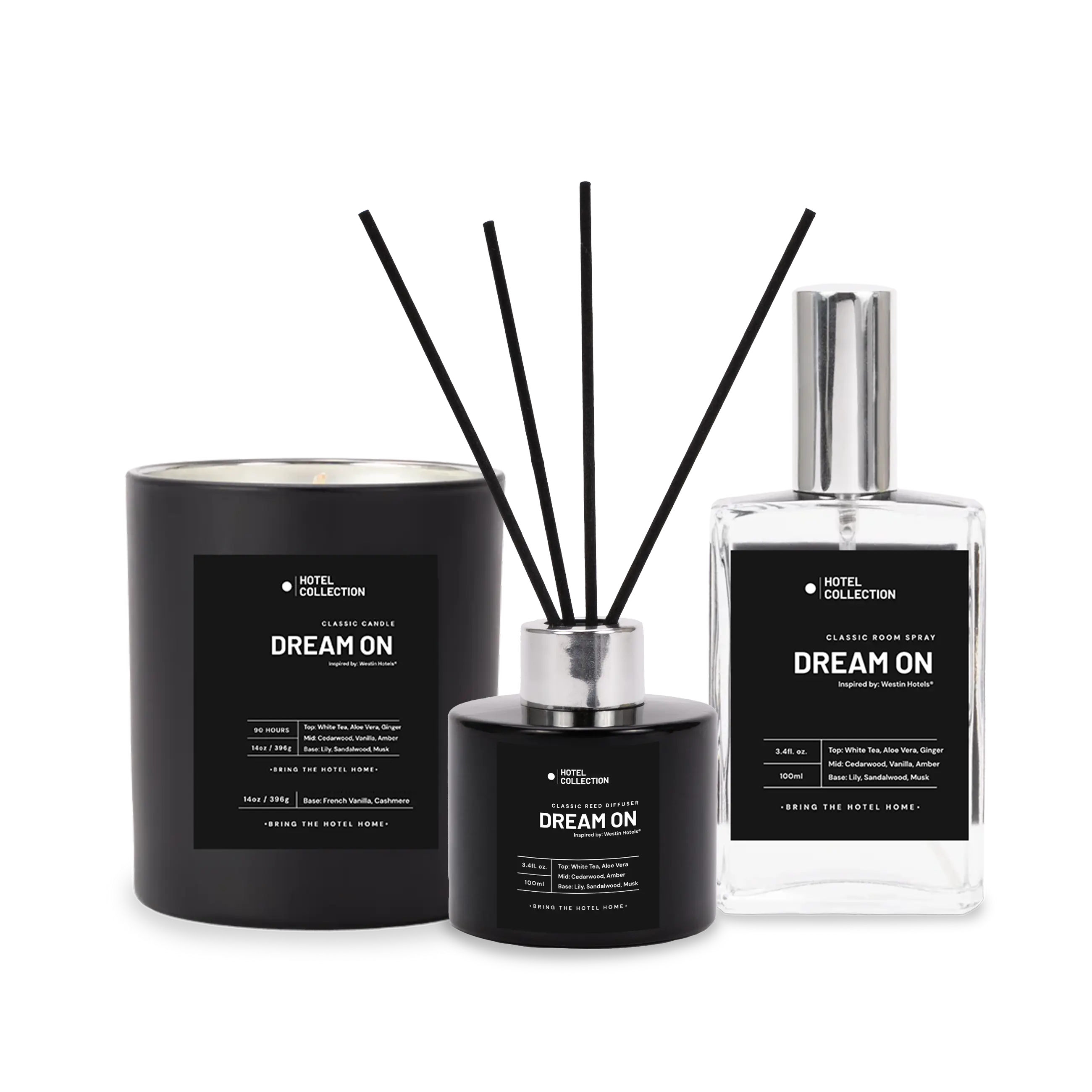 Exclusive Bundle | Luxury Hotel-Inspired trio set- Includes: 1 Reed Diffuser + 1 Classic Candle + 1 Room Spray