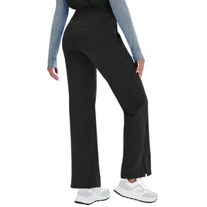 Women's Yoga Scrub Pants Flared Mid Rise Cargo Work Pants with 5 Pocket for Work,4-Way Stretch Fabric Women's Yoga Scrub Pants Flared Mid Rise Cargo Work Pants with 5 Pocket for Work,4-Way Stretch Fabric