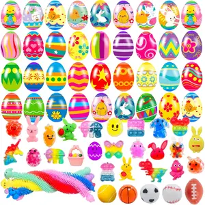 36 Pack Prefilled Easter Eggs with Fidget Toys Bright Colorful Easter Eggs Prefilled with Variety Easter Stress Toys Inside Great for Kids Toddler Easter Basket Stuffers Eggs Fillers Party Favors