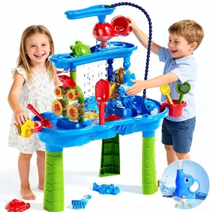 3-Tier Kids Sand Water Table for Beach, 39PCS Activity Sensory Play Table Toys for Toddlers, Water Activity Tables Summer Gift Toys for Outside Backyard, Summervibes tiktokshopspringglowup