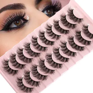 10 Pairs Full-Coverage Thick Fluffy False Eyelashes, Ultra-Curl Support, Easy to Apply for Stage Parties, Plush and Durable Lashes