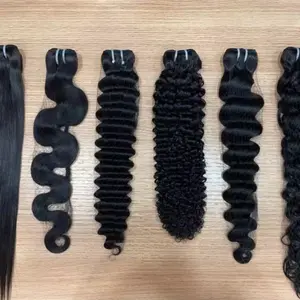 Virgin Human Hair Bundles - Natural Black, Various Textures, High-Quality Extensions for Styling