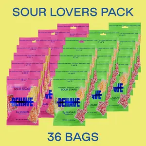 Sour Lovers Pack - Gummy Sour Fruit Flavors - Low Net Carb, Low Calorie, High Fiber - Keto & Diabetic Friendly - Natural Flavoring