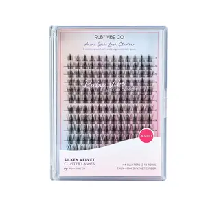 [RUBY VIBE CO] FoxEye Flare Clusters AS003 Dramatic Spiked Faux Mink Lash Clusters, 144 Pieces for Anime Fox-Eye Looks