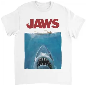 JAWS Classic Style Natural Crewneck Shirt Graphic Tee Short Sleeve Streetwear Casual Trend shirt Gift For Fans, Gift For Men, Gift For Women All Size Cotton Unisex Oversized Top