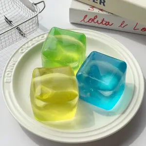 Transparent Malt Sugar Ice Cube Stress Relief Toy - High-Quality Compact Square Decompression Squishy, Sensory Fidget Stress Relieving Accessory for Adults with Music Squeezing Function