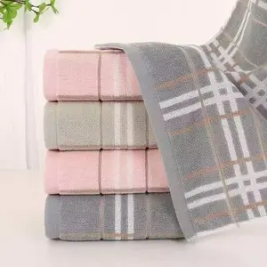 Gray, White & Brown Plaid Cotton Towel – Soft, Absorbent & Stylish for Daily Use or Home Decor