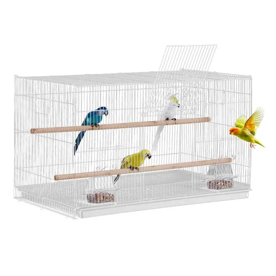 【Summerfinds】  Carbon Steel Stackable Bird Cage, 30x18x18in Small Parrot Travel Cage with Secure Door, Side Handle, Perches for Canaries, Cockatiels, 30X18x18"