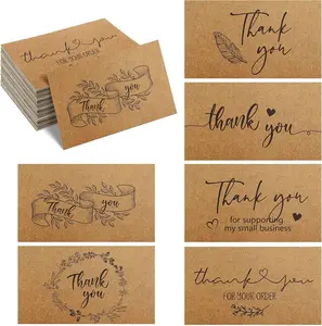 Outus 180 Pcs Mini Thank You Cards Small Business Cards 2 X 3.5 Inches Thank You for Your Order for Supporting My Small Business Card Bulk Brown Kraft Customer Appreciation Card Packaging Supplies