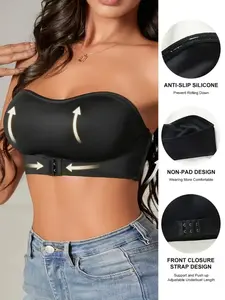Women's Strapless Push-Up Medium Bralette Underwear, Front Buckle Anti-Slip Design, Soft Skin-Friendly, Perfect for Daily Wear, All Seasons