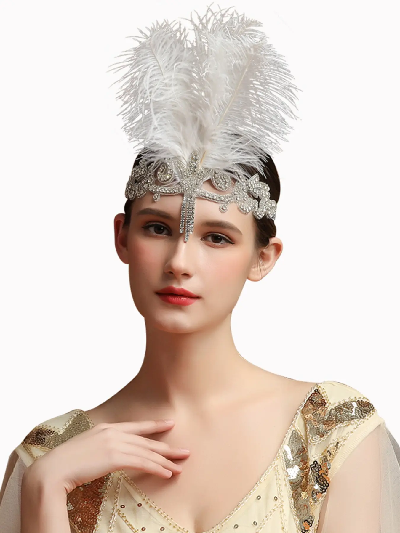 1920s Flapper Headpiece Roaring 20s Feather Headband Roaring 20s Gatsby Hair Accessories