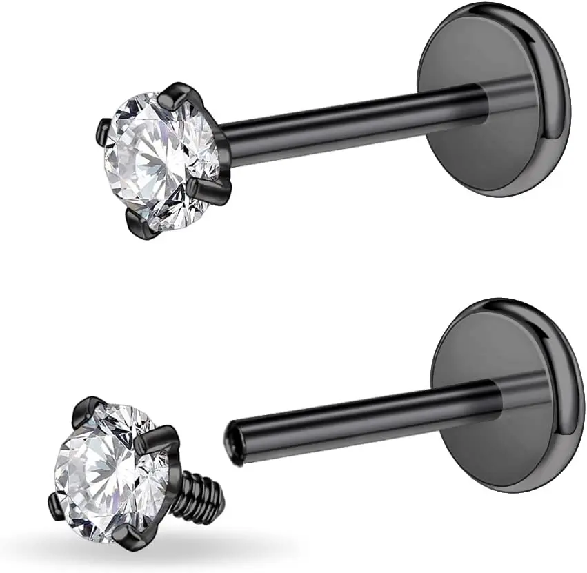 black, 16g, 8mm bar, 3mm gem