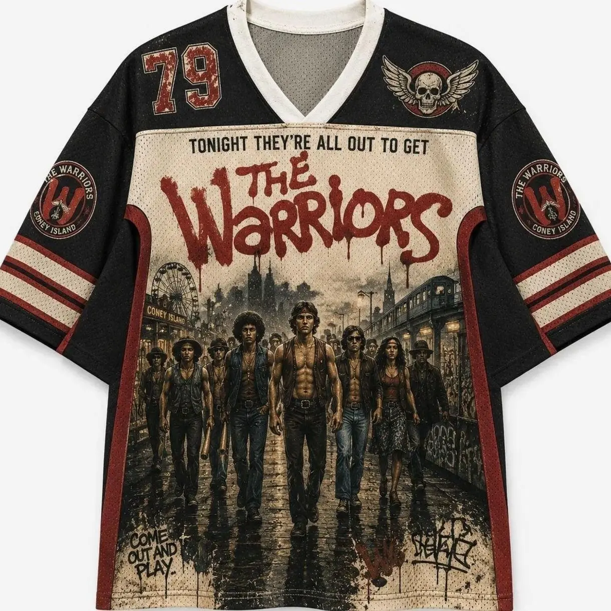 The Warriors Cult Classic Movie Graphic Jersey Shirt Vintage Retro Sports Mesh Fan Apparel Streetwear GJL B1T