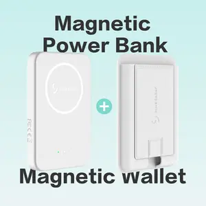 NineCarat Magnetic Power Bank Card Wallet Set - PD20W Quick Charge 2.0 Rechargeable Battery Pack, USB-C & MagSafe Compatible for iPhone 17/16/15/14/13/12 Pro Mobile Phone Accessories