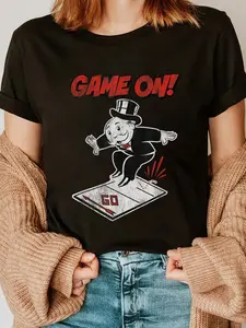 100% Cotton Monopoly Mr. Monopoly Game On! Classic Distressed Logo T-Shirt