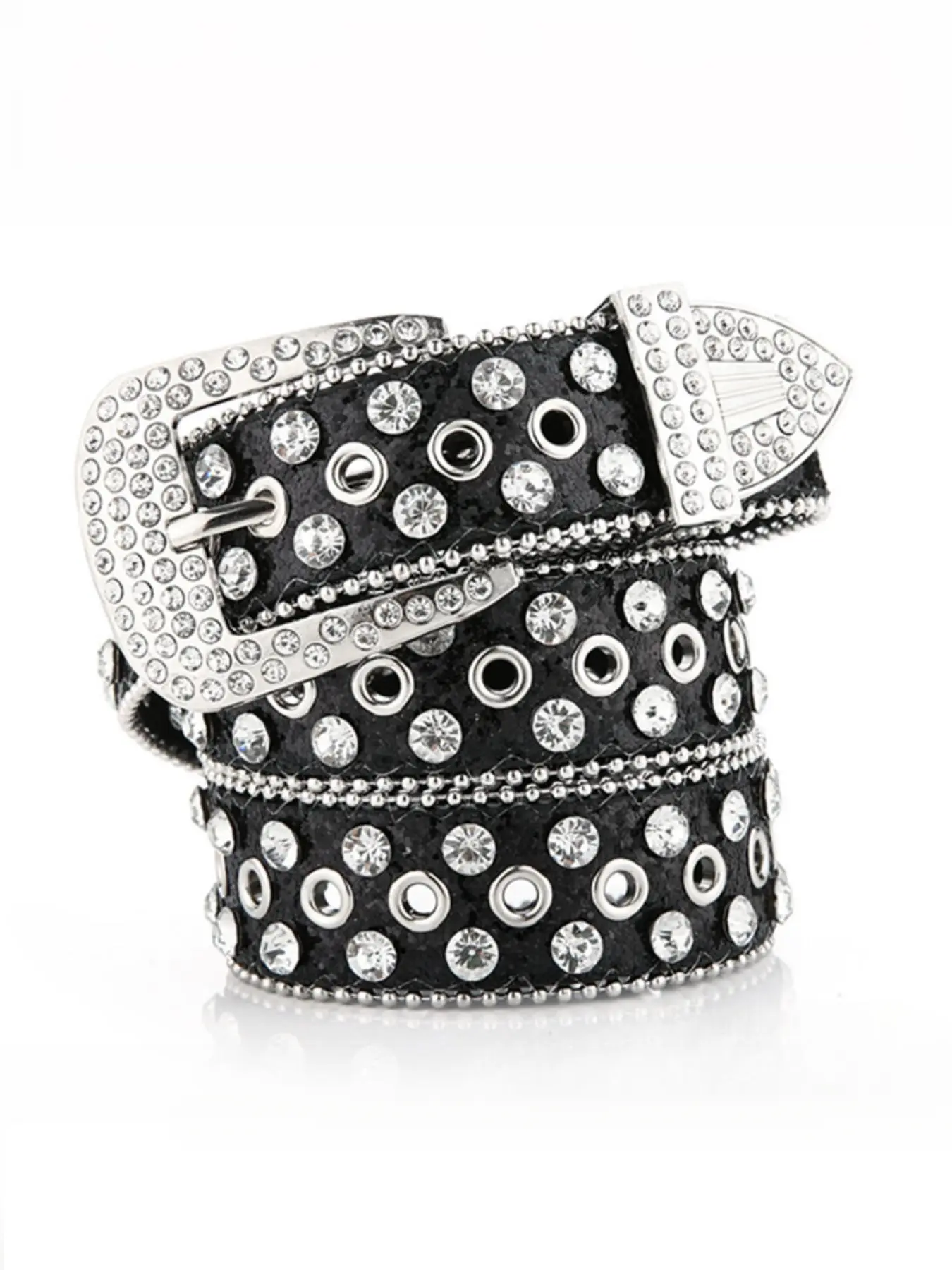 Women's rhinestone wide leather belt with rhinestone embellishments, fashionable and versatile denim belt, street style, Y2K, hip-hop, casual wear, Trendy Belt, Rhinestone Decorated Belt