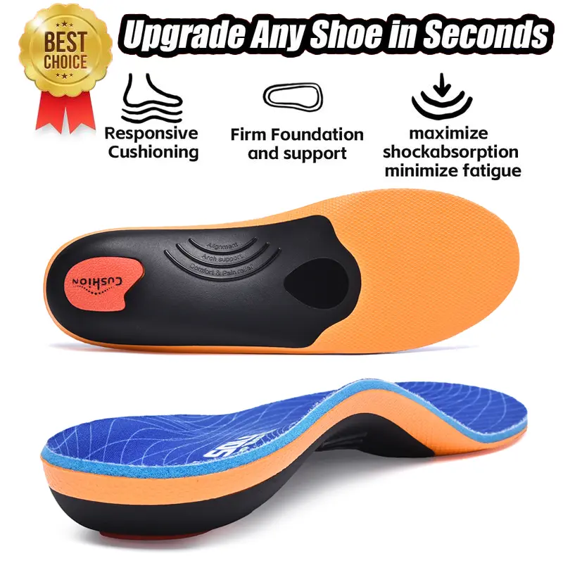 VALSOLE Orthotic Insoles for Plantar Fasciitis, Heavy Duty Arch Support Supports Up to 250 Lbs, Built with Cushioning Technology for Shock Absorption, Foot Care Inserts for Flat Feet, High Arches & Daily Wear