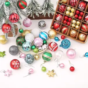44 Christmas Tree Ball Ornaments, Colorful Holiday Decorations, Room Decoration Ornaments, 1.18 Inch & 2.36 Inch, 4 Style Options, Home Window Party Decoration