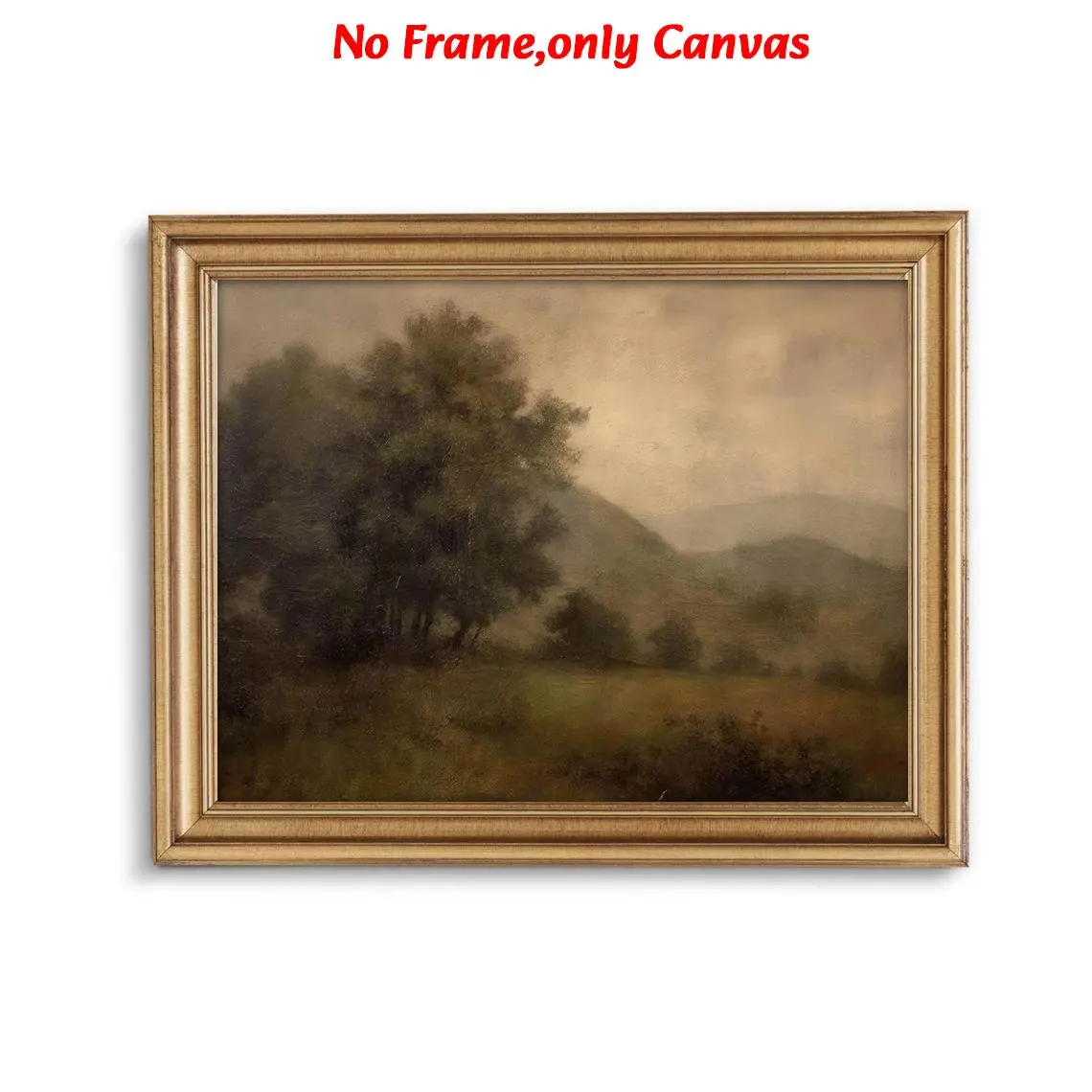 1pc, wall art, vintage poster, forest landscape oil painting print, silent mountain forest painting, room decoration, living room decoration, bedroom decoration, housewarming gift, frameless