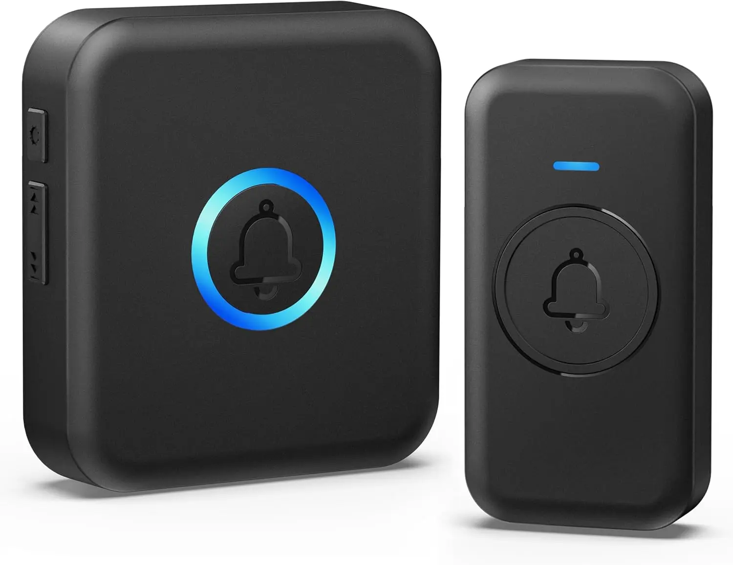 Wireless Doorbell, Waterproof Door Bell with 60 Chimes, 5 Volume Levels, 2 Mute Modes & Loud Ringer, Home Improvement Security Device for Home & Office (1 Receiver, 1 Black Button)