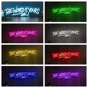 The World Is Yours Neon Sign, Personalized Letter Sign, Multicolor LED Luminous Wall Hanging Neon Sign for Bars, Nightclubs, Coffee Shops, Living Rooms, Led Signs, Neon Lights