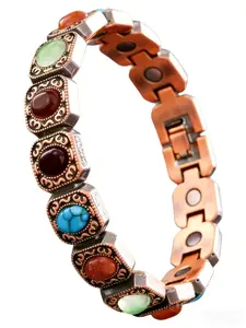 Women's pure copper bracelet, magnetic bracelet, natural gemstone, adjustable, Valentines Day jewelry gift, suitable for mothers, lovers, and daughters.