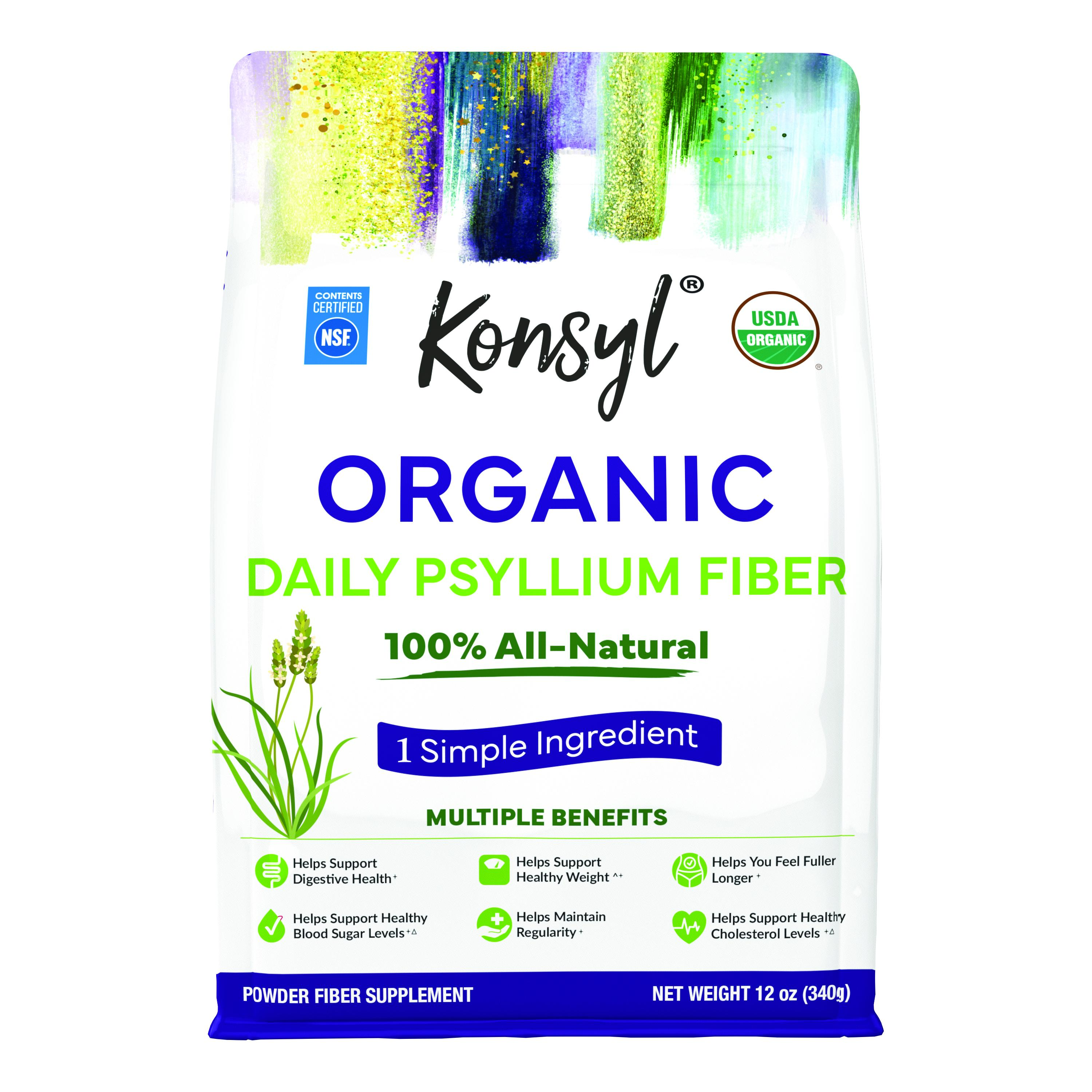 Konsyl USDA Organic Psyllium Husk Powder - 12oz, 60 Servings, Natural Unflavored Soluble Dietary Fiber Supplement - Fiber Prebiotic for Digestive Support and Gut Health - Sugar Free, Keto & Vegan campingessentials