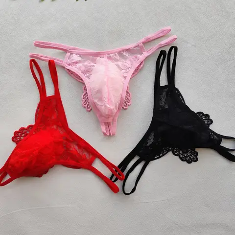 3PCS Sexy Men's All Season Briefs, Butterfly Embroidery Back, Semi-Transparent Material, Comfortable & Stylish Fitted Underwear for Men, Sheer, Fashionable Underwear