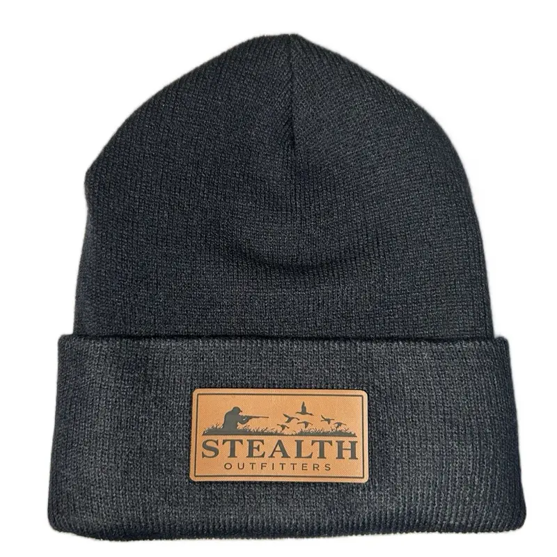 Stealth Outfitters Black Beanie for Duck Hunting - Warm and Cozy Knit Hat with Logo Patch