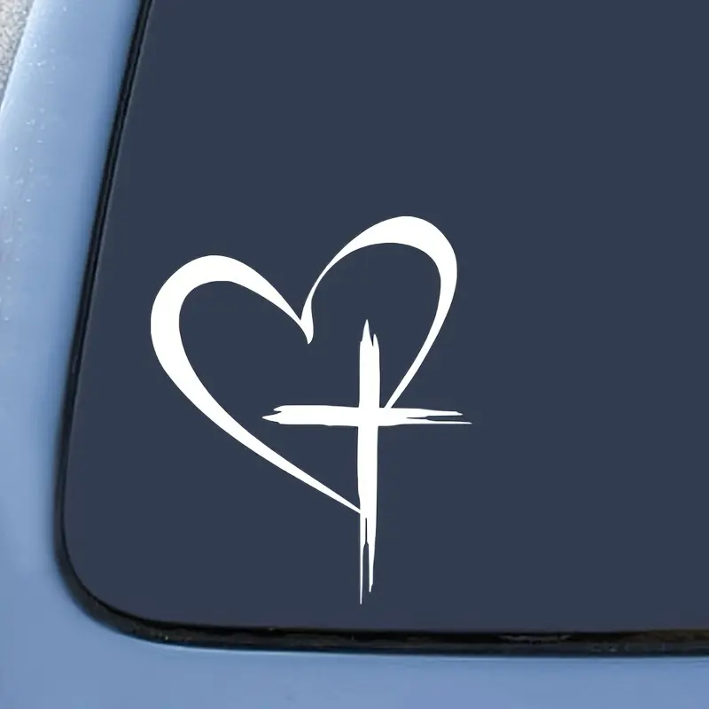Love Cross Vinyl Sticker-PVC Decals for Cars, Trucks, Vans, Walls, Laptops, Laptops-Durable and Weather-Resistant 5.5 Inch Sticky Christian Symbol
