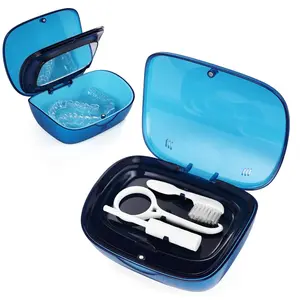 Double Layer Retainer Case,Aligner Case With Mirror, Retainer Holder With Remover Tool And Cleaning Brush With Vent Holes Compatible With Aligner Case, Retainer Case,Orthodontic Supplies Case