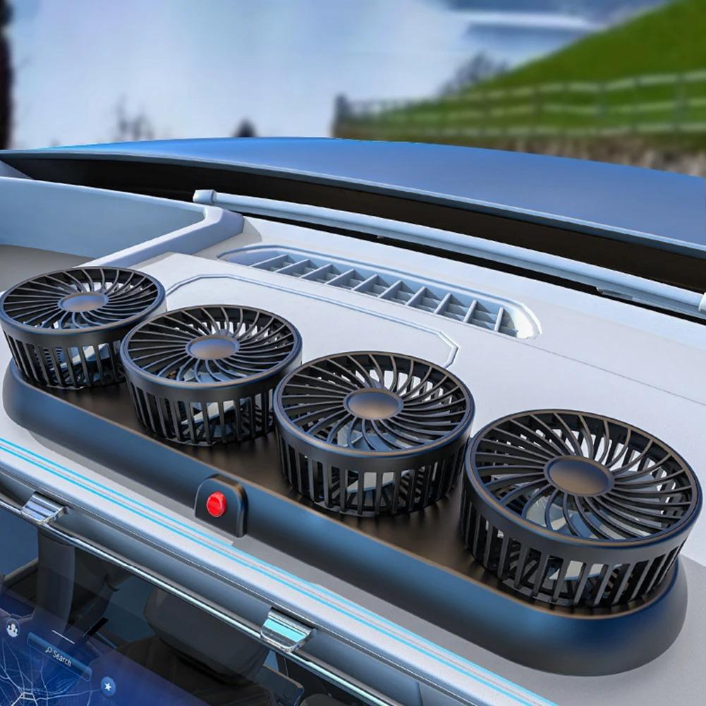 Portable 4-Head Car Cooling Fan - 3-Speed Adjustable, 360° Rotating, Cigarette Lighter Plug, Powerful Airflow for Vehicles, RVs, and SUVs Portable 4-Head Car Cooling Fan - 3-Speed Adjustable, 360° Rotating, Cigarette Lighter Plug, Powerful Airflow for Vehicles, RVs, and SUVs