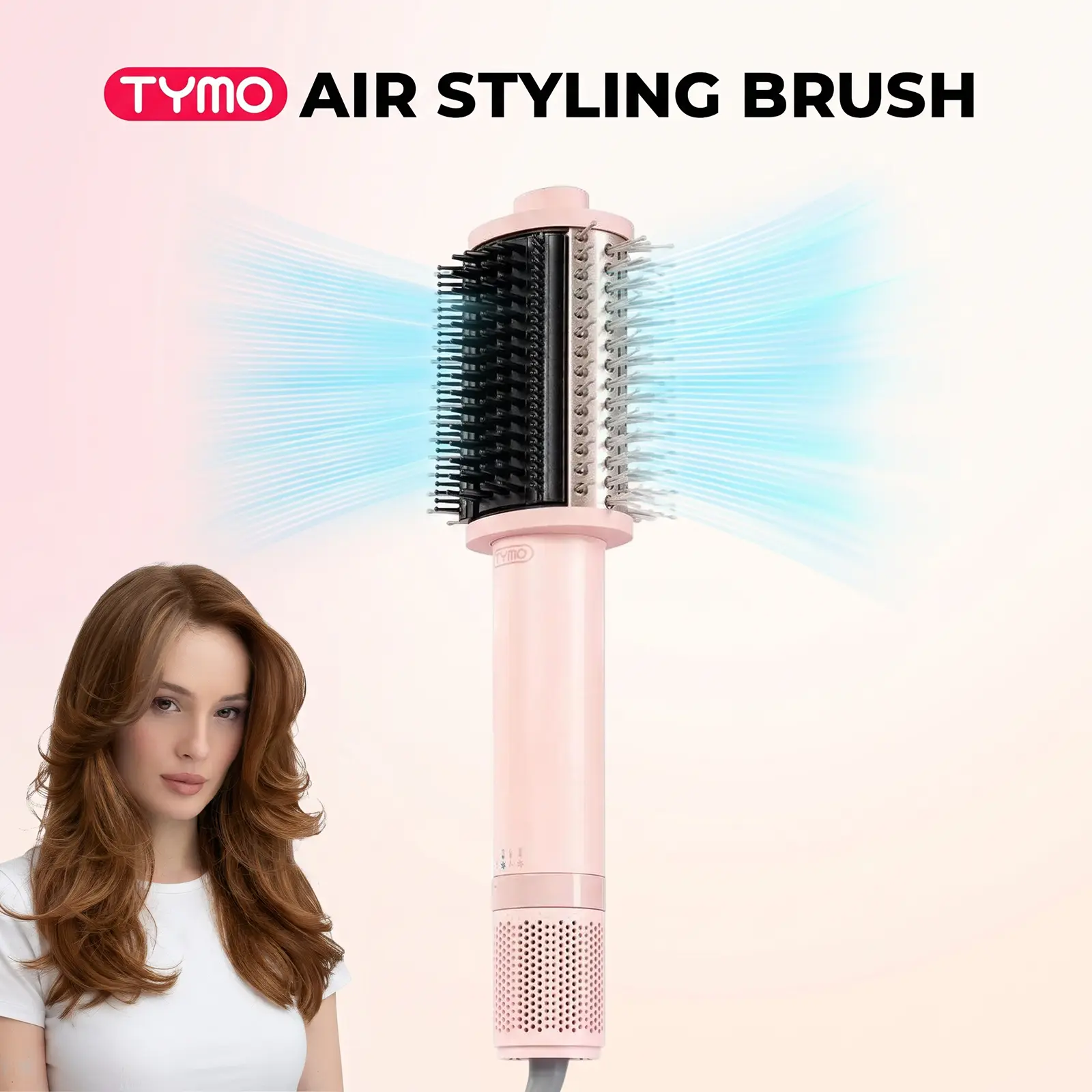 TYMO AIRBEAM 4.0 High-Speed Hair Dryer Brush for Frizz-Free Blowouts with Smoothing Comb and Ionic Technology, Gift Box Ready Personal Care Appliance; Blow Dryer with a Comb Hot Air Styler Summervibes gift Pink fathersdaygift toolupgrade