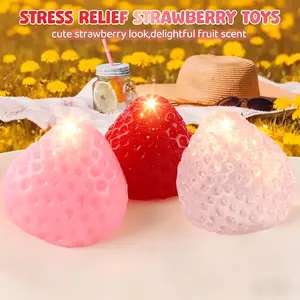 Exclusive Glowing Strawberry，Giant Strawberry Squishy Toy Super Soft Stress Relief Fidget in Vibrant Red & Pink Colors for Fun Sensory Play Ideal for All Ages
