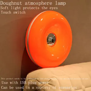 T6013 Donut LED Table Lamp, Eye-Care Bedside Night Light, Touch Switch Decorative Lamp, Multi-Scene Use, Desk Atmosphere Lamp, Home Decor Light