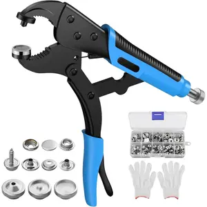 Snap Fastener Tool Kit - Adjustable Snap Fastener Plier with 30 Sets Metal Snaps, Buttons Setter Canvas Snaps Install Press Tool for Replacing Boat Cover, Tarps, Leather